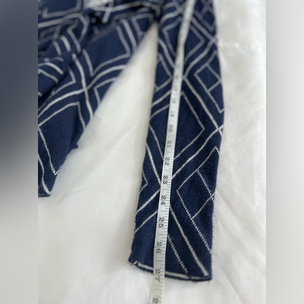 Belldini Cardigan Size S Hood Open Front Cardigan Blue White Geometric Nordic - Picture 7 of 11